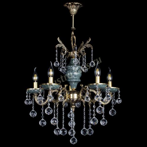 Люстра бронзовая Алфея №5 "Малахит" шар в Пензе Гусь Хрустальный