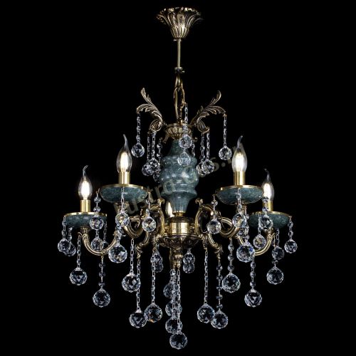 Люстра бронзовая Алфея №5 "Малахит" шар в Пензе Гусь Хрустальный