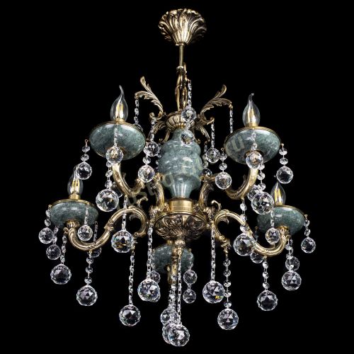 Люстра бронзовая Алфея №5 "Малахит" шар в Пензе Гусь Хрустальный