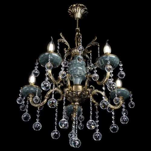 Люстра бронзовая Алфея №5 "Малахит" шар в Пензе Гусь Хрустальный