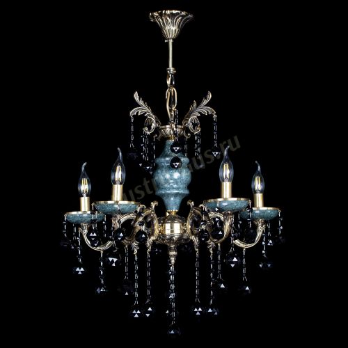 Люстра бронзовая Алфея №5 "Малахит" шар черная в Пензе Гусь Хрустальный