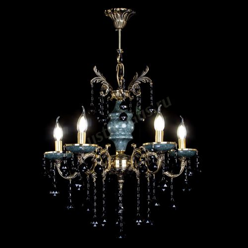 Люстра бронзовая Алфея №5 "Малахит" шар черная в Пензе Гусь Хрустальный