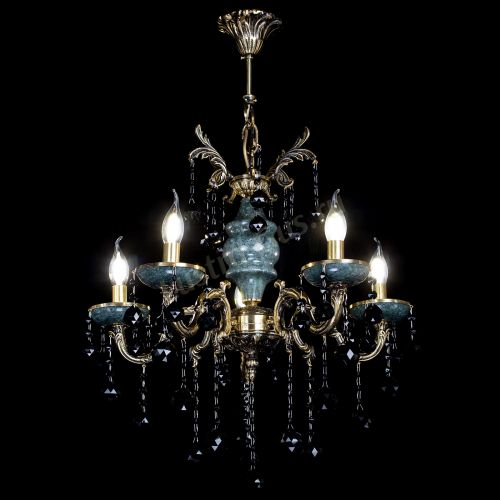 Люстра бронзовая Алфея №5 "Малахит" шар черная в Пензе Гусь Хрустальный