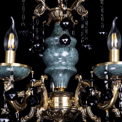 Люстра бронзовая Алфея №5 "Малахит" шар черная в Пензе Гусь Хрустальный