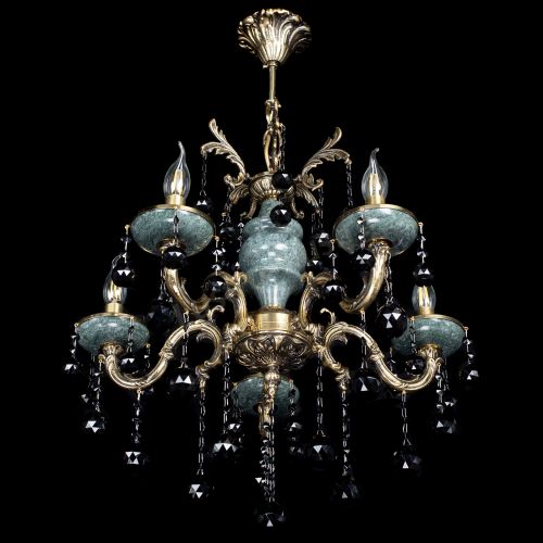 Люстра бронзовая Алфея №5 "Малахит" шар черная в Пензе Гусь Хрустальный