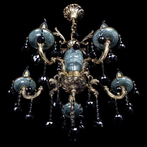 Люстра бронзовая Алфея №5 "Малахит" шар черная в Пензе Гусь Хрустальный