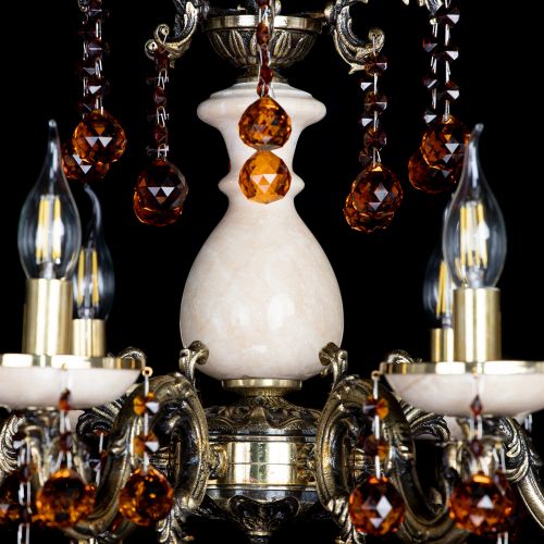 Люстра бронзовая Алфея №6 с камнем шар чайная в Пензе Гусь Хрустальный