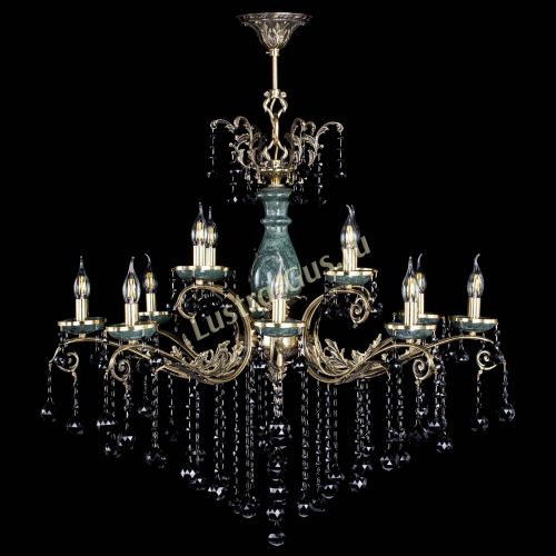 Люстра бронзовая Алфея Малахит №12 шар черная в Пензе Гусь Хрустальный