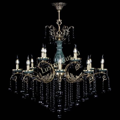 Люстра бронзовая Алфея Малахит №12 шар черная в Пензе Гусь Хрустальный