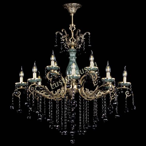 Люстра бронзовая Алфея Малахит №12 шар черная в Пензе Гусь Хрустальный