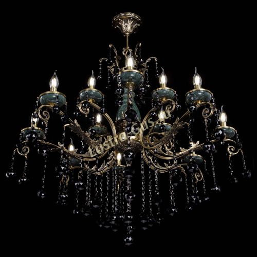 Люстра бронзовая Алфея Малахит №12 шар черная в Пензе Гусь Хрустальный