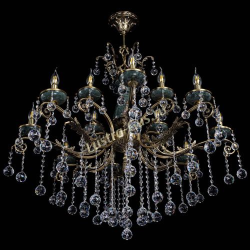 Люстра бронзовая Алфея Малахит №12 шар в Пензе Гусь Хрустальный