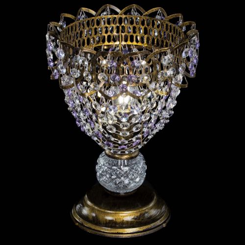 Настольная лампа Астра ажур №1 под бронзу Фиолетовая в Пензе Гусь Хрустальный