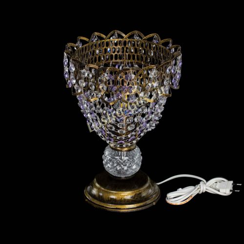 Настольная лампа Астра ажур №1 под бронзу Фиолетовая в Пензе Гусь Хрустальный