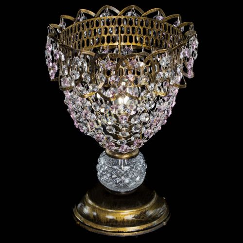 Настольная лампа Астра ажур №1 под бронзу Розовая в Пензе Гусь Хрустальный