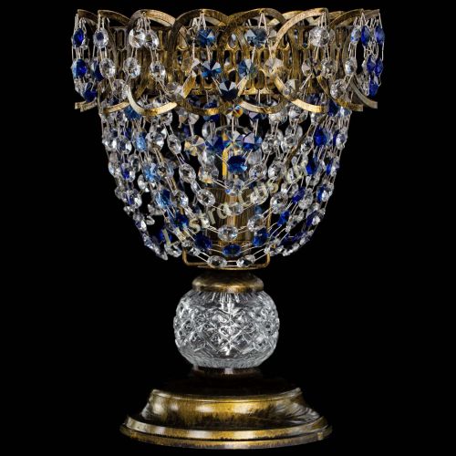 Настольная лампа Астра ажур №1 под бронзу Синяя в Пензе Гусь Хрустальный