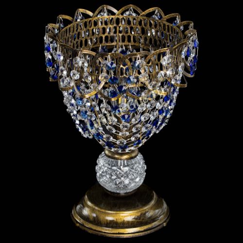 Настольная лампа Астра ажур №1 под бронзу Синяя в Пензе Гусь Хрустальный