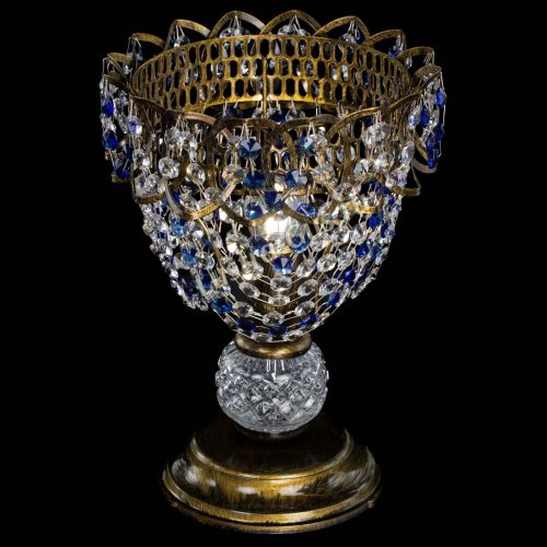 Настольная лампа Астра ажур №1 под бронзу Синяя в Пензе Гусь Хрустальный