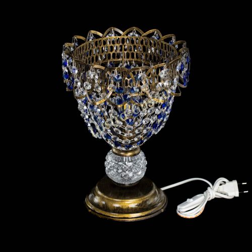 Настольная лампа Астра ажур №1 под бронзу Синяя в Пензе Гусь Хрустальный