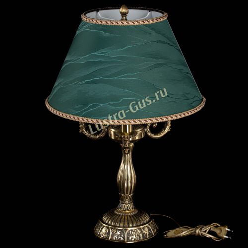 Бронзовая настольная лампа Аврора №3 с абажуром в Пензе Гусь Хрустальный