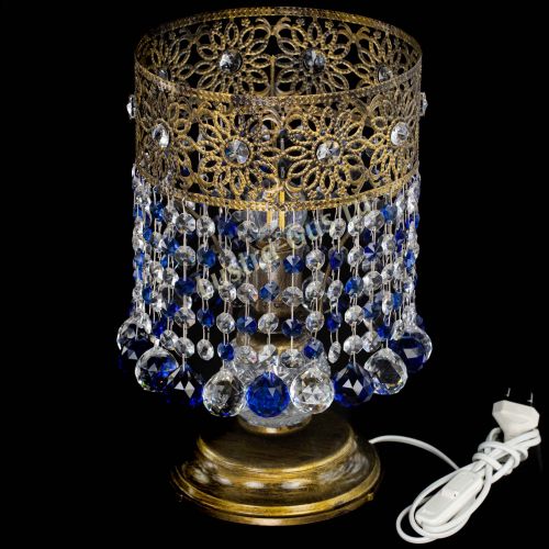 Настольная лампа Восток с шарами под бронзу Синяя в Пензе Гусь Хрустальный