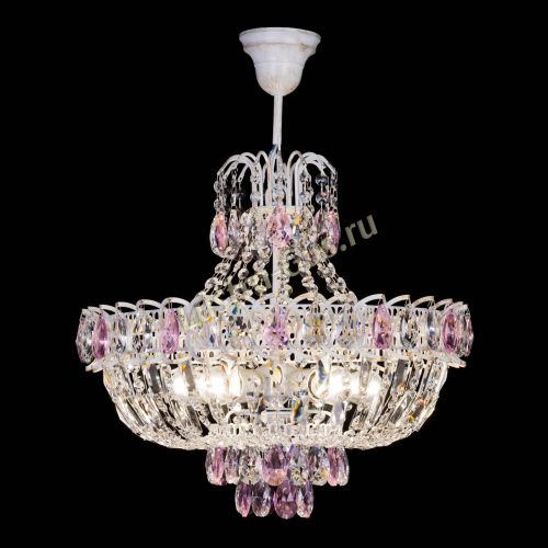 Люстра Астра Белая с подвесом розовая в Пензе Гусь Хрустальный