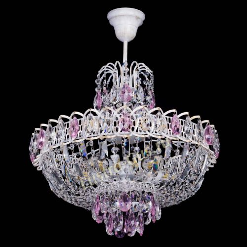 Люстра Астра Белая с подвесом розовая в Пензе Гусь Хрустальный