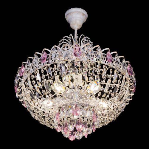 Люстра Астра Белая с подвесом розовая в Пензе Гусь Хрустальный