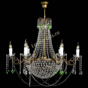 Люстра хрустальная Елизавета малая №9 под бронзу Зеленая