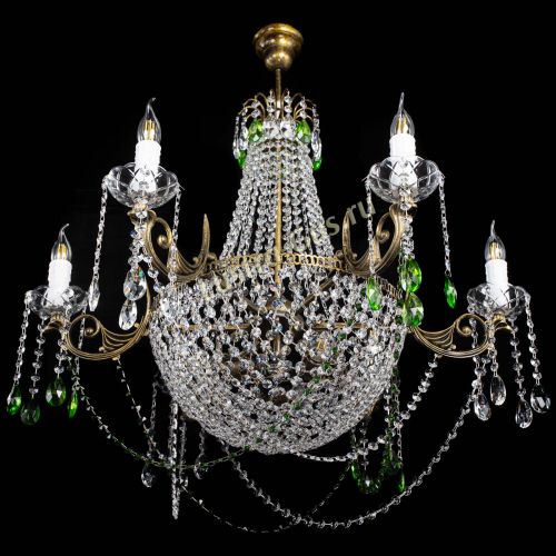 Люстра Елизавета малая №9 под бронзу Зеленая в Пензе Гусь Хрустальный