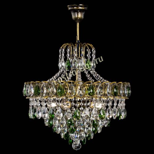 Люстра Грация №5 с подвесом под бронзу Зеленая в Пензе Гусь Хрустальный