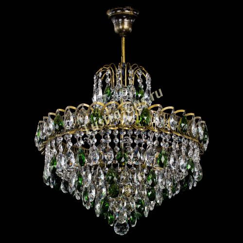 Люстра Грация №5 с подвесом под бронзу Зеленая в Пензе Гусь Хрустальный