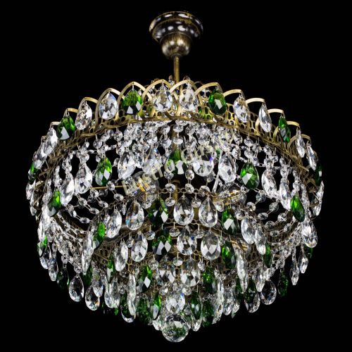 Люстра Грация №5 с подвесом под бронзу Зеленая в Пензе Гусь Хрустальный