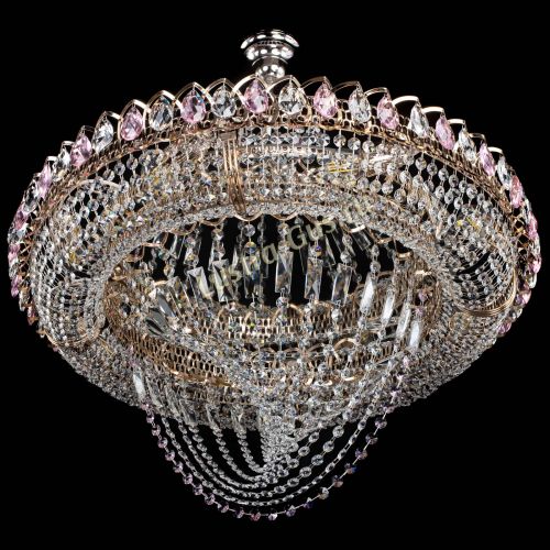 Люстра Кольцо Классика Веер №8 розовая в Пензе Гусь Хрустальный