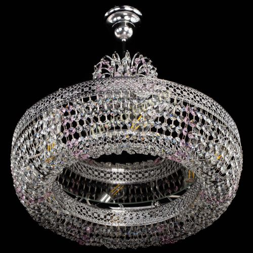 Люстра Венеция Кольцо с подвесом Розовая в Пензе Гусь Хрустальный