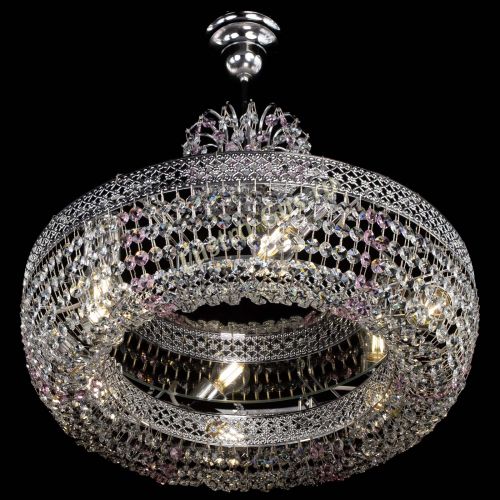 Люстра Венеция Кольцо с подвесом Розовая в Пензе Гусь Хрустальный