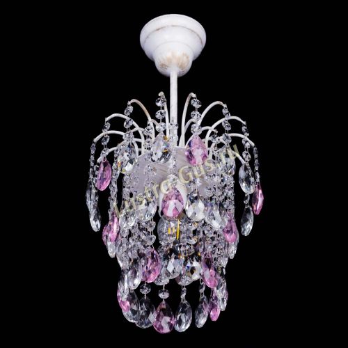 Люстра Зима журавлик розовая (белая патина) в Пензе Гусь Хрустальный